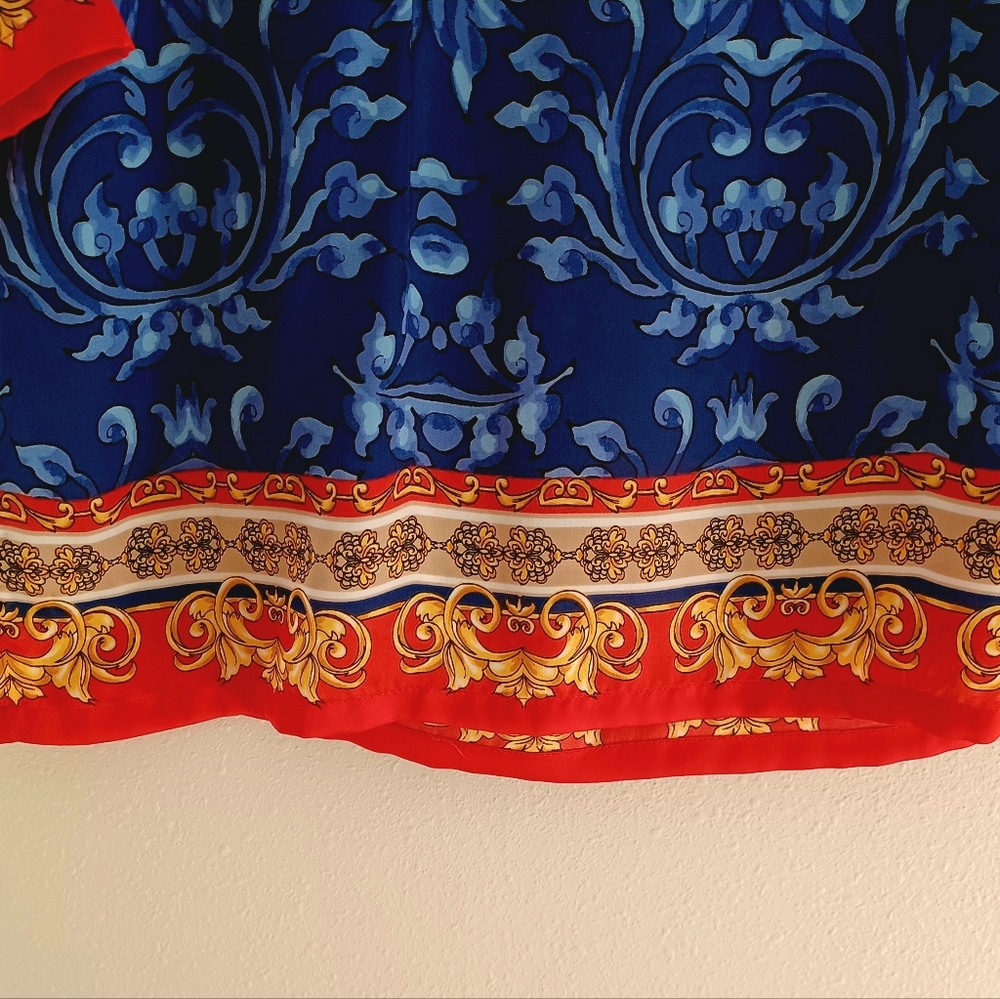 CACHE Blue & Red Blouse with Chains, size S - Picture 8 of 16